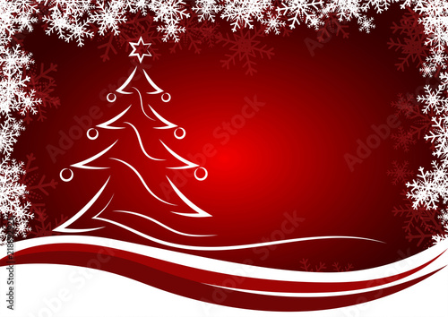 Christmas or happy new year red vector background with white snowflake