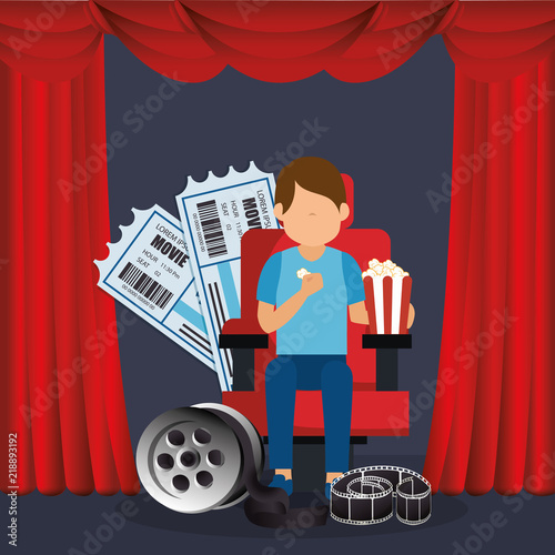 young man with cinematographic icons