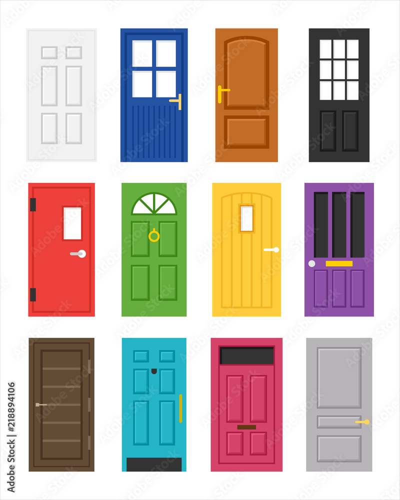 Various Kind Of Door Flat Design Style Vector Graphic Illustration Set Stock ベクター Adobe Stock