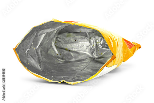 Foto Potato chips bag isolated on white background