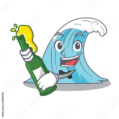 With beer splash surf wave cartoon