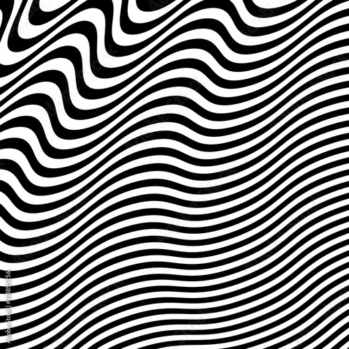 Abstract Warped Black and White Lines Background © Supertrooper