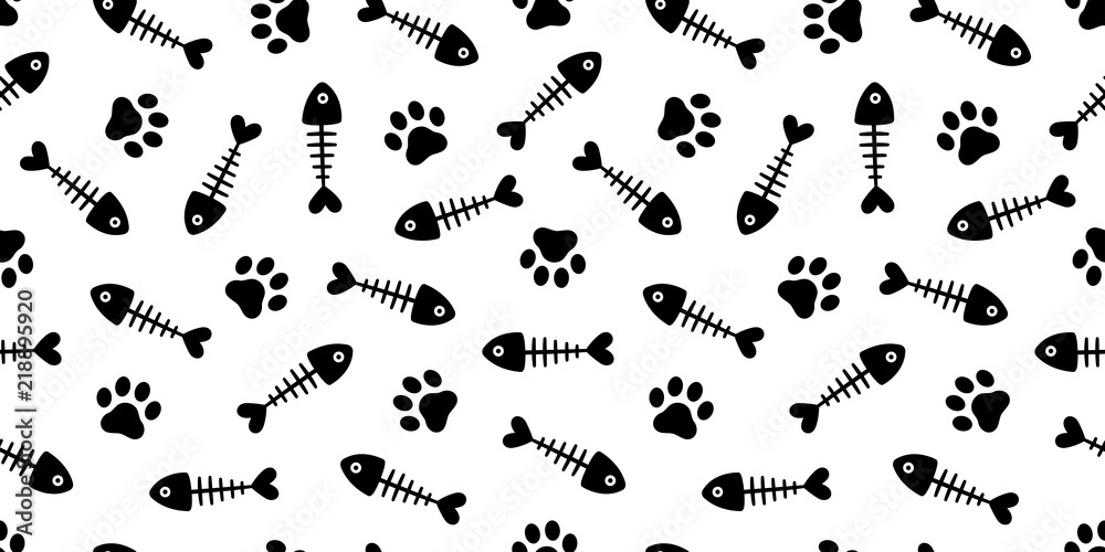 fish bone seamless pattern cat paw vector fish dog salmon repeat scarf isolated cartoon illustration tile background repeat wallpaper fish bone seamless pattern cat paw vector fish dog salmon repeat scarf isolated cartoon illustration tile background repeat wallpaper