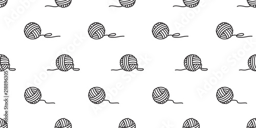Slika na platnu yarn ball seamless pattern vector balls of yarn knitting needles background wall