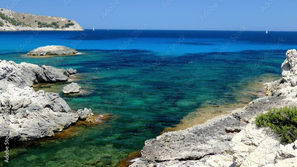 Rock Coastline and Crystal Clear Mediterranean Sea on Mallorca Rock Coastline and Crystal Clear Mediterranean Sea on Mallorca