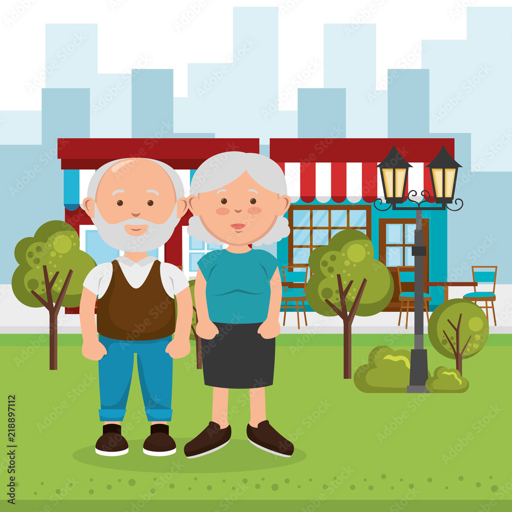 grandparents couple on the street grandparents couple on the street