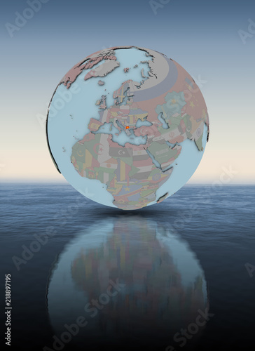 Fototapeta Naklejka Na Ścianę i Meble -  Macedonia on globe above water surface