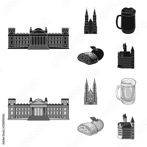 Country Germany black,monochrome icons in set collection for design. Germany and landmark vector symbol stock web illustration.
