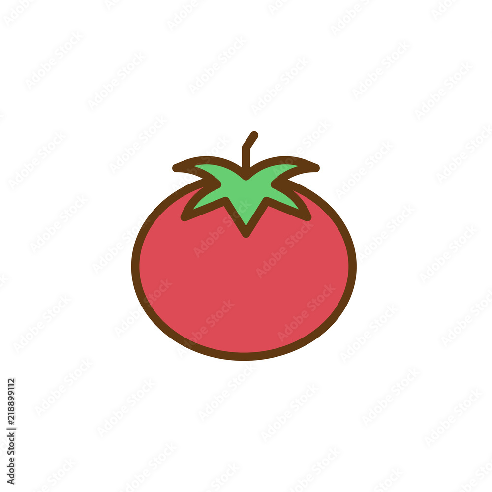 Tomato filled outline icon, line vector sign, linear colorful pictogram isolated on white. Vegetable symbol, logo illustration. Pixel perfect vector graphics Tomato filled outline icon, line vector sign, linear colorful pictogram isolated on white. Vegetable symbol, logo illustration. Pixel perfect vector graphics