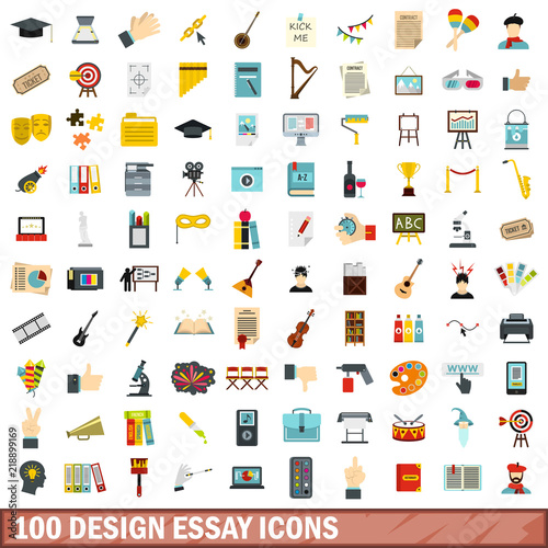 100 design essay icons set in flat style for any design vector illustration