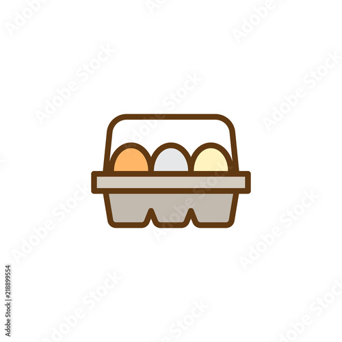 Eggs In Box Package filled outline icon, line vector sign, linear colorful pictogram isolated on white. Egg container symbol, logo illustration. Pixel perfect vector graphics