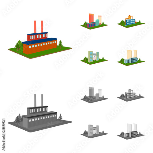 Processing factory,metallurgical plant. Factory and industry set collection icons in cartoon,monochrome style isometric vector symbol stock illustration web.