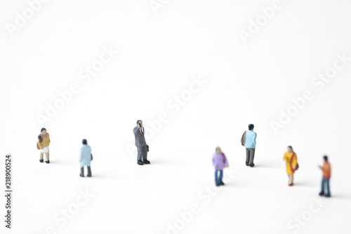 crowd of miniature people in the city
