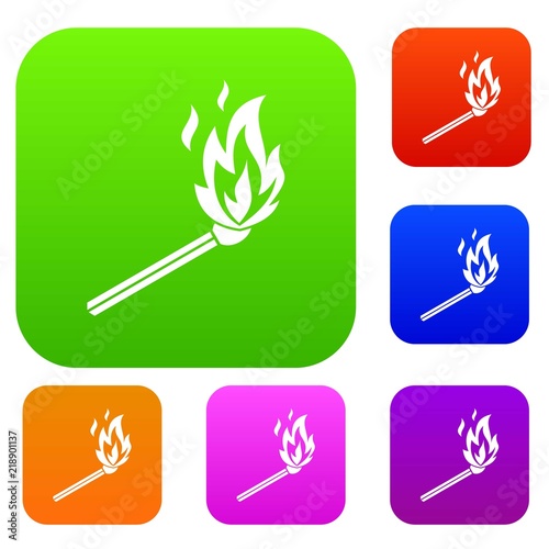 Match flame set icon in different colors isolated vector illustration. Premium collection