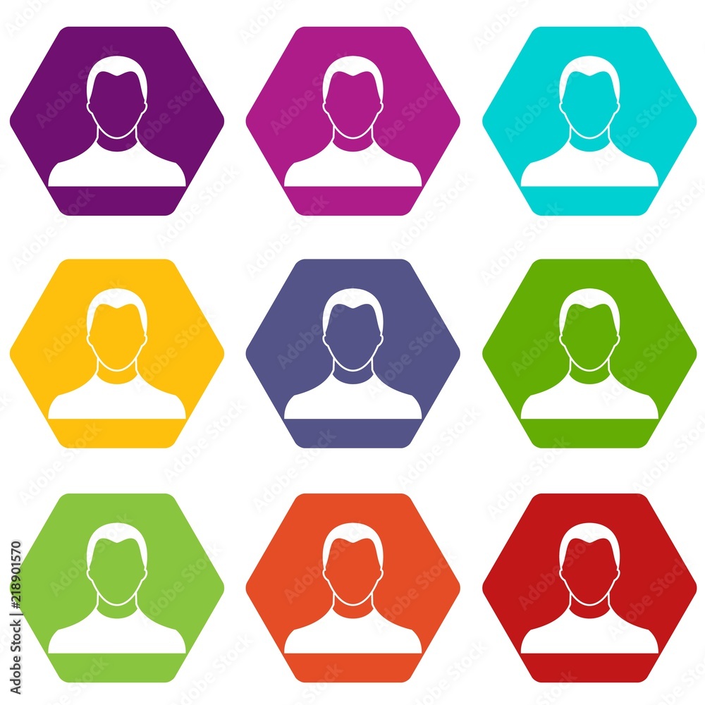 User icon set many color hexahedron isolated on white vector illustration User icon set many color hexahedron isolated on white vector illustration