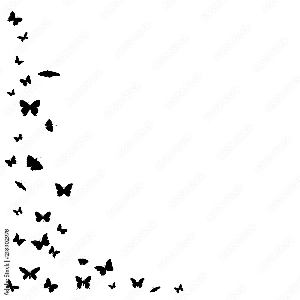  isolated, background with flying butterflies