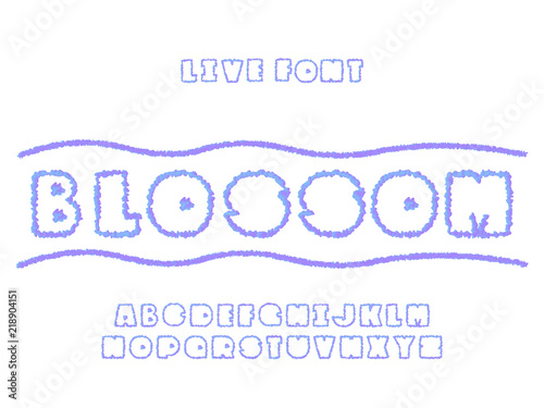 Blossom font. Vector alphabet
