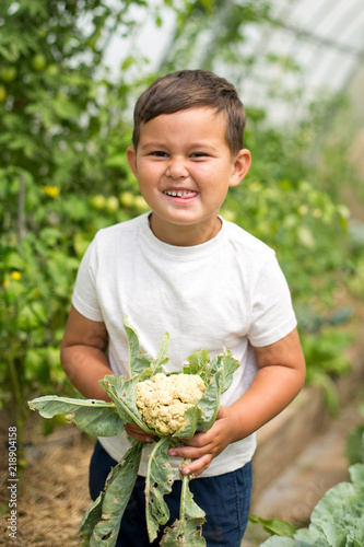 Boy hold cauliflower