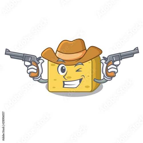 Cowboy gouda cheese character cartoon