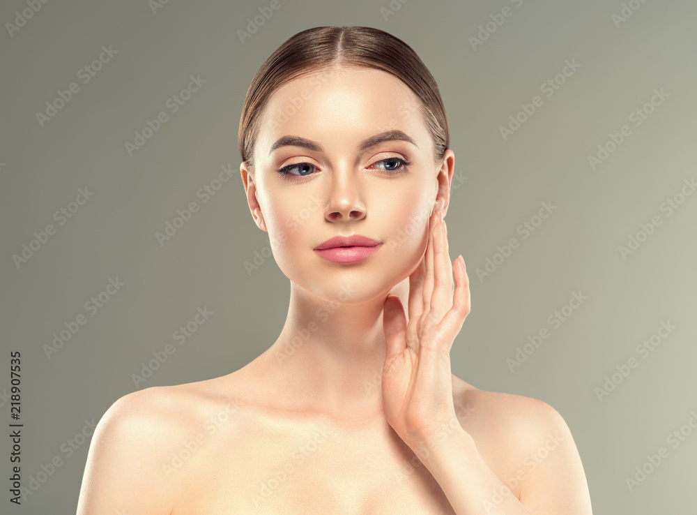 Beautiful woman skin healthy cosmetology pure makeup female girl Beautiful woman skin healthy cosmetology pure makeup female girl