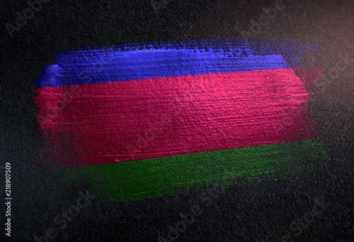 Kuban People s Republic Flag Made of Metallic Brush Paint on Grunge Dark Wall