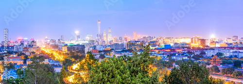 Beautiful city skyline and modern buildings in Beijing at night