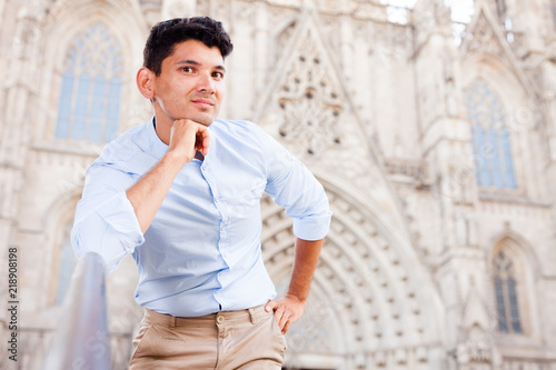 portrait of man in European city photo