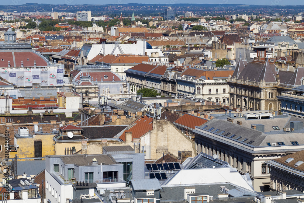 Architecture rooftops, panoramic cityview of Budapest