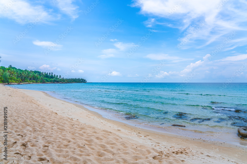 Beautiful Tropical Beach blue ocean background Summer view Sunshine at Sand and Sea Asia Beach Thailand Destinations 