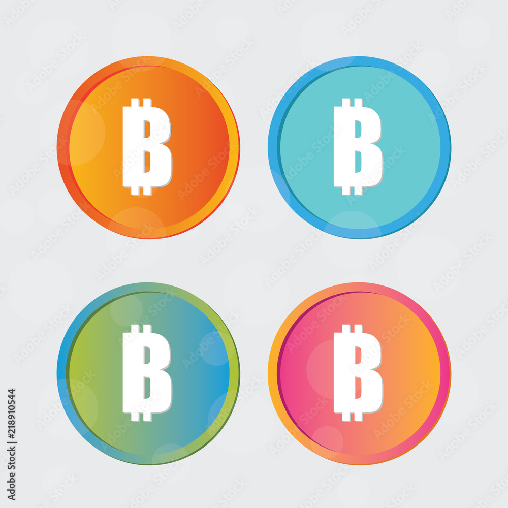 Bitcoin logo. Cryptography currency sign icon symbol. Modern design. Vector. Bitcoin crypto currency blockchain flat color vector logo on gradient background. Bitcoin logo. Cryptography currency sign icon symbol. Modern design. Vector. Bitcoin crypto currency blockchain flat color vector logo on gradient background.