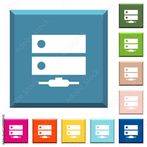 Network drive white icons on edged square buttons