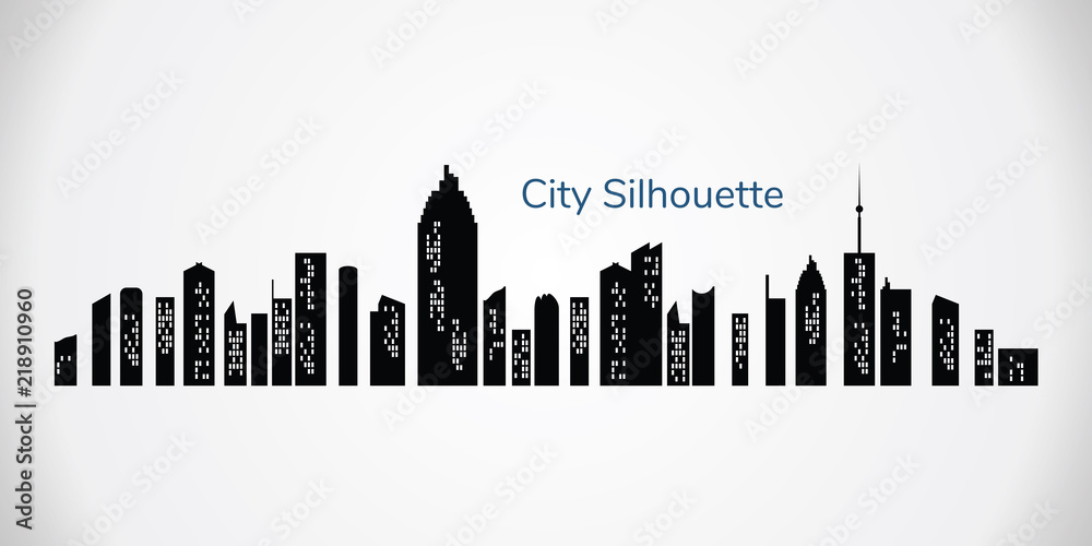 Obraz premium Vector city silhouette. Night town on transparent background. City landscape