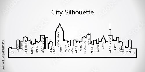 Vector city silhouette. Night town on transparent background. City landscape
