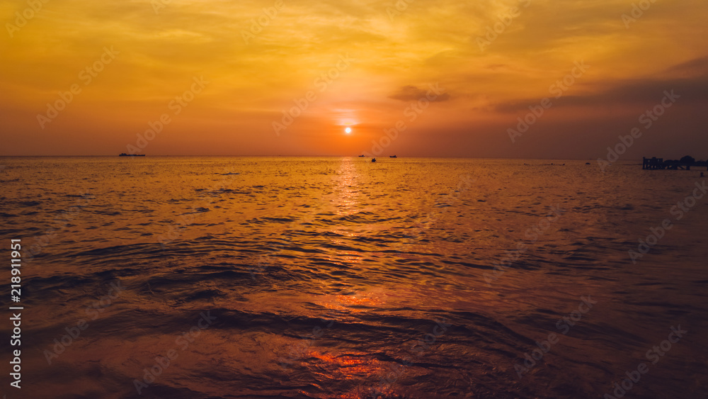 Colorful sunset on the Gulf of Siam Phu Quoc,island in Vietnam