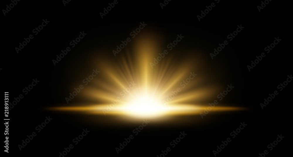Gold Rays rising on dark background. Suitable for product advertising, product design, and other. Vector Illustration