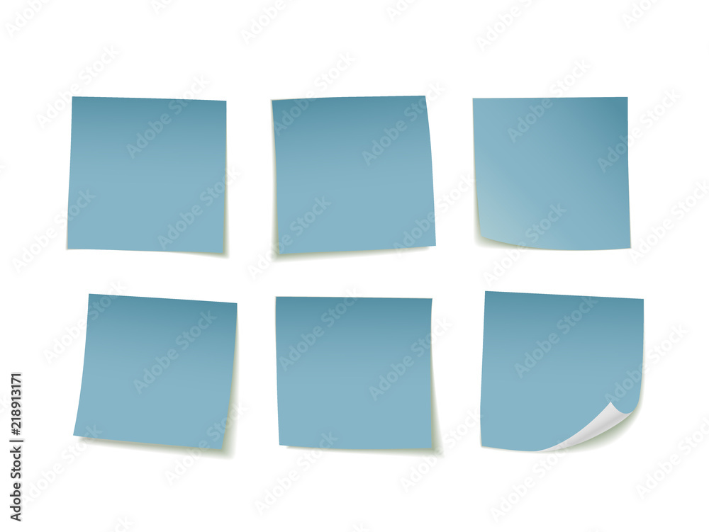 Blue sticky notes set. Suitable for notes, advertising, and other. Vector Illustration
