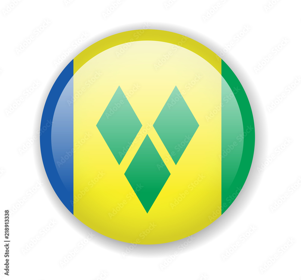 Saint Vincent and the Grenadines flag. Round bright Icon on a white background Saint Vincent and the Grenadines flag. Round bright Icon on a white background