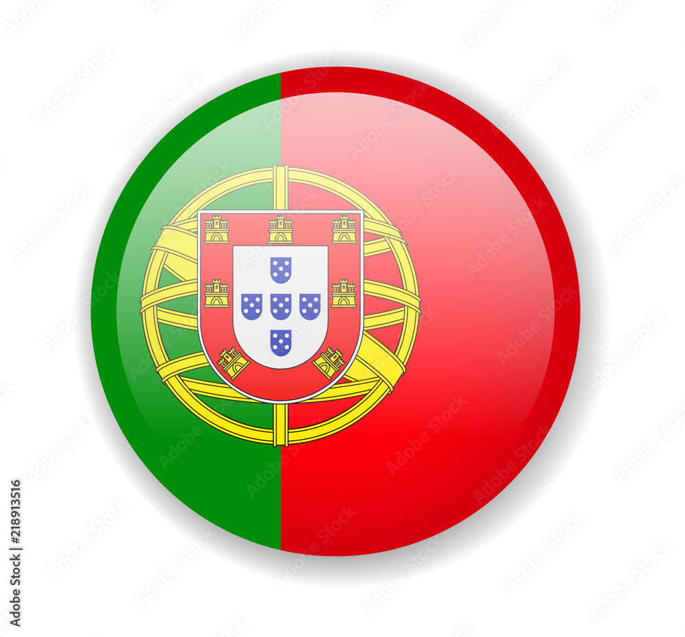 Portugal flag. Round bright Icon on a white background Stock Vector