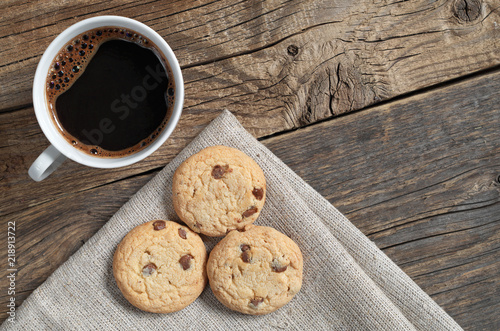 Coffee and biscuits with chocolate