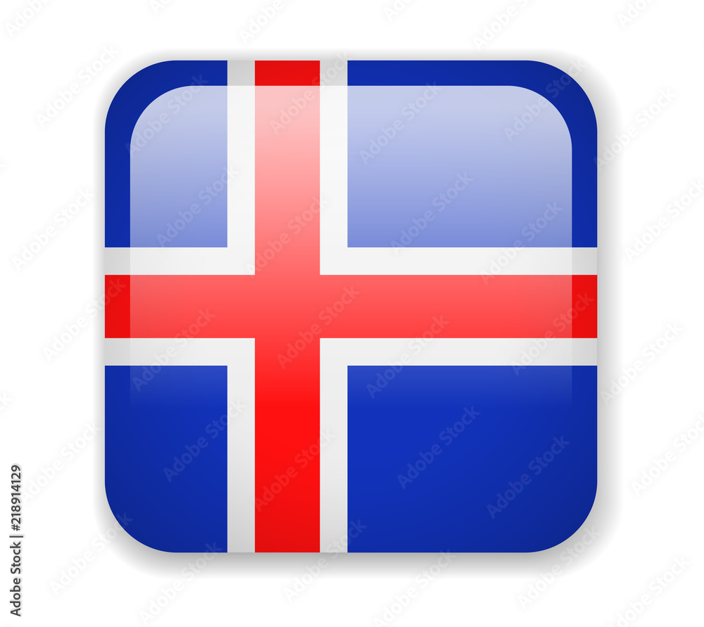 Iceland flag. Square bright Icon on a white background Iceland flag. Square bright Icon on a white background