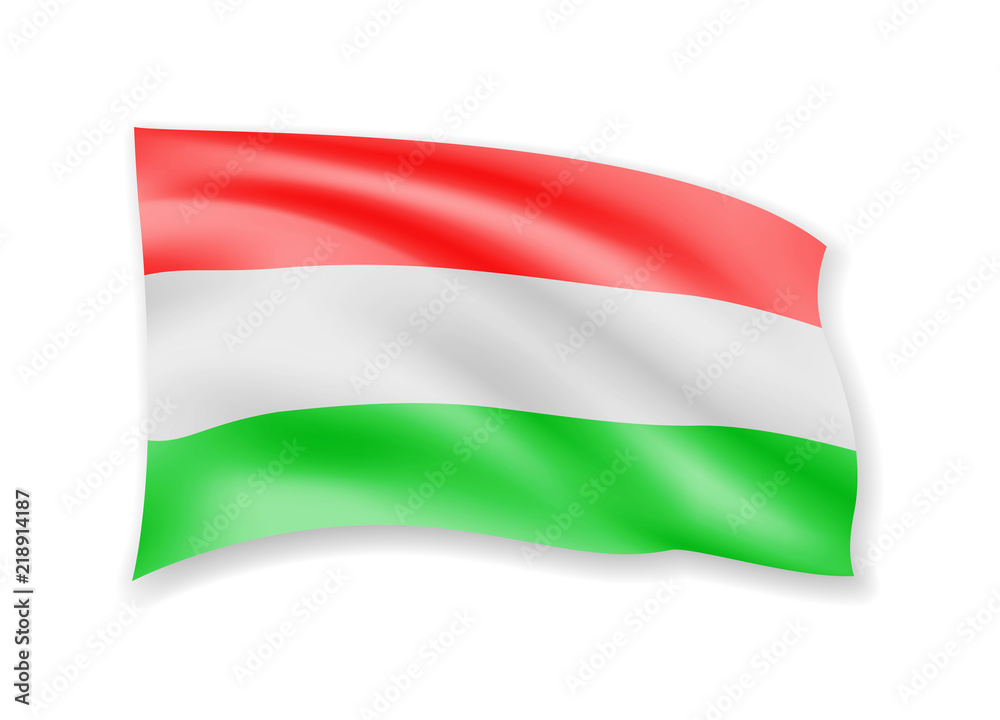 Waving Hungary flag on white. Flag in the wind. Waving Hungary flag on white. Flag in the wind.