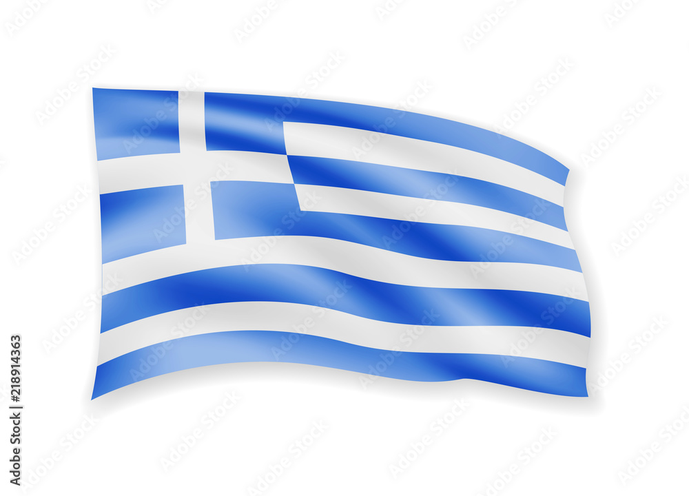 Waving Greece flag on white. Flag in the wind. Waving Greece flag on white. Flag in the wind.