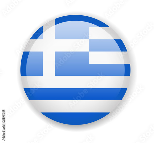 Greece flag. Round bright Icon on a white background