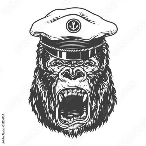 Angry gorilla in monochrome style