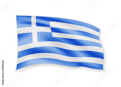 Waving Greece flag on white. Flag in the wind.