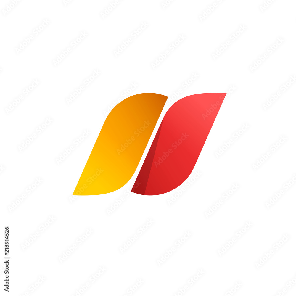 Abstract logo vector, red and orange parallel gradient elements of logotype, idea of abstract fire symbol, elegant modern creative emblem design isolated on white Abstract logo vector, red and orange parallel gradient elements of logotype, idea of abstract fire symbol, elegant modern creative emblem design isolated on white