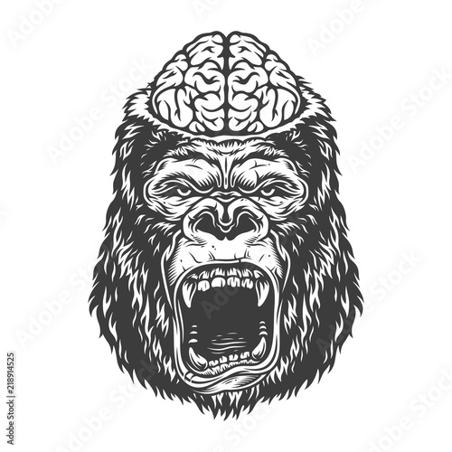 Angry gorilla in monochrome style