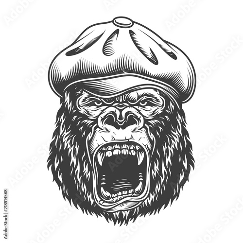 Angry gorilla in monochrome style