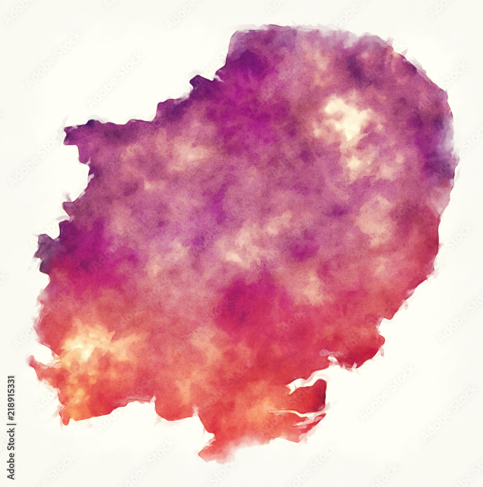 East of England UK watercolor map in front of a white background East of England UK watercolor map in front of a white background