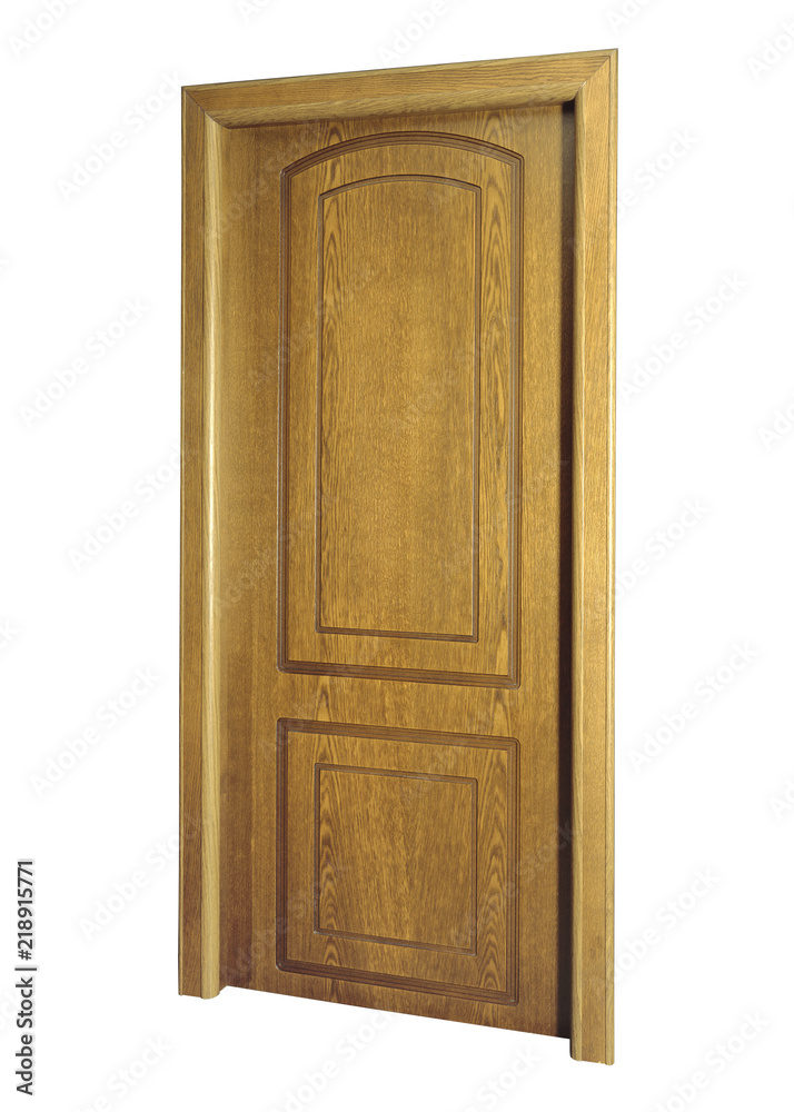 Image of a closed door, isolated on white background